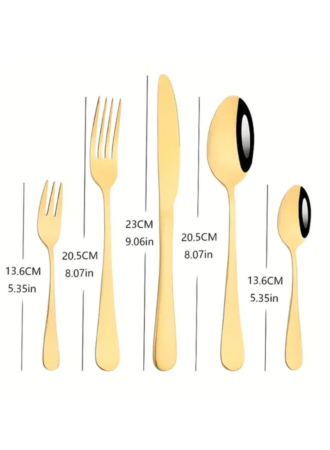 30 Piece Black Gold Stainless Steel Silverware Set For 6 People Dishwasher Safe Flatware - Image 3