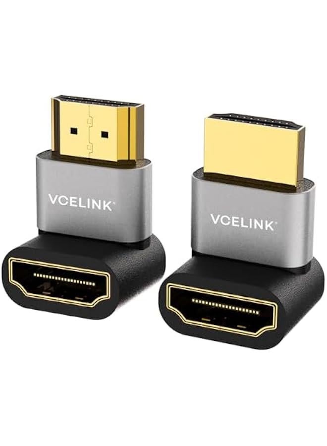 8K@60Hz HDMI Right Angle Adapter, 90 Degree and 270 Degree HDMI Male to Female, HDMI 2.1 Cable Adapter with 4K@120Hz, HDR, eARC for HDTV Switch Laptop PS4 PS5 Xbox, 2-Pack - Image 1