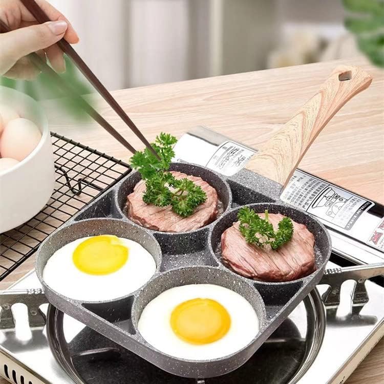 Wrixty Egg Frying Pan Pancake Pan Non Stick 3 Hole Frying Egg and Steak Pan Medical Stone Cooker for Breakfast Suitable for Gas Stove Induction Cooker Multi Color - Image 4