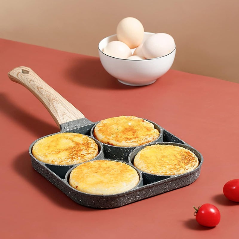 Wrixty Egg Frying Pan Pancake Pan Non Stick 3 Hole Frying Egg and Steak Pan Medical Stone Cooker for Breakfast Suitable for Gas Stove Induction Cooker Multi Color - Image 2