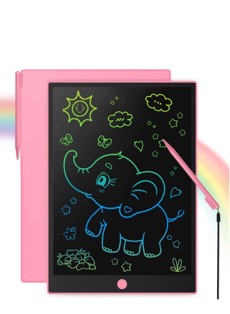 لامي جوي جهاز لوحي للكتابة بشاشة LCD مقاس 14 بوصة للأطفال من سن 3 إلى 8 سنوات - لوحة رسم إلكترونية ولوحة خربشة كهدية تعليمية لأعياد الميلاد للبنات والأولاد (وردي) - Image 1