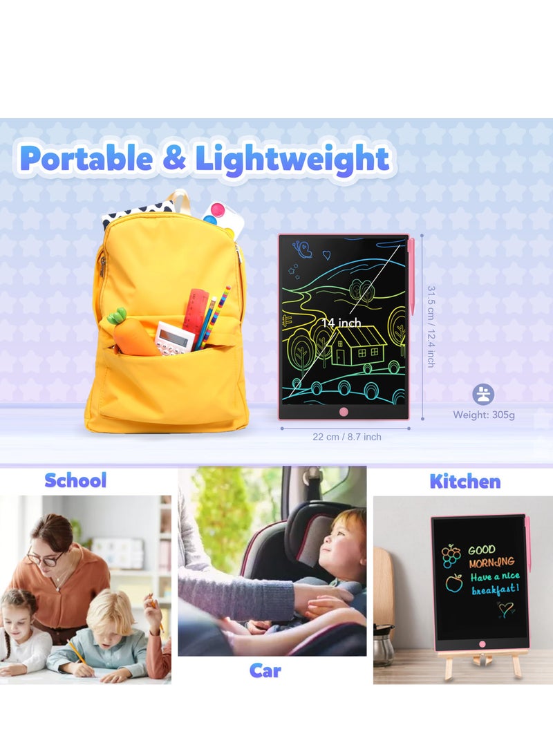 لامي جوي جهاز لوحي للكتابة بشاشة LCD مقاس 14 بوصة للأطفال من سن 3 إلى 8 سنوات - لوحة رسم إلكترونية ولوحة خربشة كهدية تعليمية لأعياد الميلاد للبنات والأولاد (وردي) - Image 5