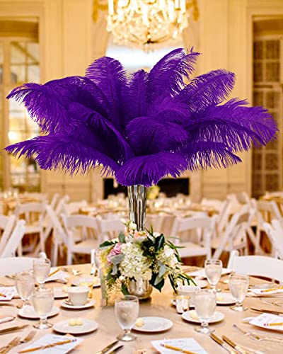 VIJIV Natural Purple Large Ostrich Feathers Bulk 10 Pieces - Making Kit 28 Inch Long Feathers for Crafts Flowers Vase Home Decorations Wedding Party Centerpiece Floral Arrangement - Image 2