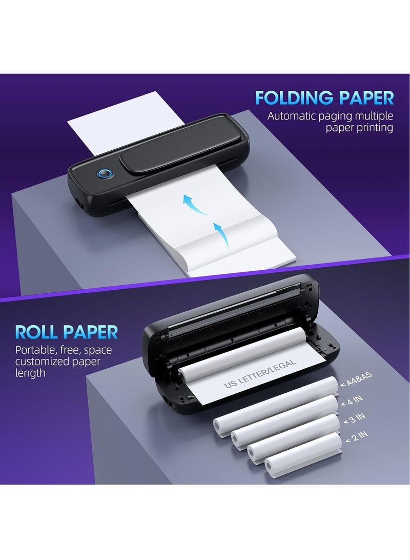 KADIP Portable Printer Wireless for Travel - 504DPI High Resolution, 4200mAh Battery, Thermal Mini Printer for A4/A5/US Letter, Bluetooth & USB, Wireless Printer for Home/Office, Compatible with Android&iOS  - Image 3