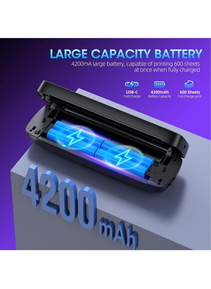 KADIP Portable Printer Wireless for Travel - 504DPI High Resolution, 4200mAh Battery, Thermal Mini Printer for A4/A5/US Letter, Bluetooth & USB, Wireless Printer for Home/Office, Compatible with Android&iOS  - Image 4