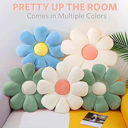 ZAKUN Flower Pillow, Daisy Throw Pillows, 21.6" Cute Shaped Pillow Seating Cushion, Aesthetic Decorative Pillows for Sofa Couch Bed Room Décor,White - Image 3