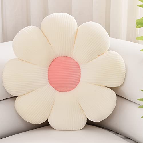 ZAKUN Flower Pillow, Daisy Throw Pillows, 21.6" Cute Shaped Pillow Seating Cushion, Aesthetic Decorative Pillows for Sofa Couch Bed Room Décor,White - Image 1