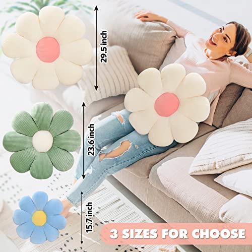 ZAKUN Flower Pillow, Daisy Throw Pillows, 21.6" Cute Shaped Pillow Seating Cushion, Aesthetic Decorative Pillows for Sofa Couch Bed Room Décor,White - Image 2
