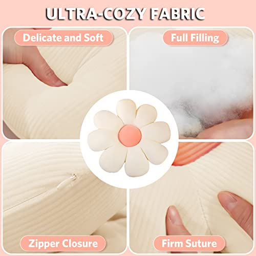 ZAKUN Flower Pillow, Daisy Throw Pillows, 21.6" Cute Shaped Pillow Seating Cushion, Aesthetic Decorative Pillows for Sofa Couch Bed Room Décor,White - Image 4