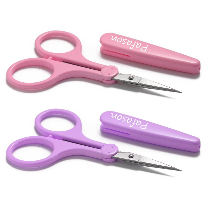 PAFASON Ultra Sharp Detail Scissor Set 2 PC Straight for Scrapbooking Quilting Sewing Knitting Embroidery Cross Stitch Crochet Thread Yarn Paper Fabric Detail Cutting Stainless Steel, Safety Case - Image 1