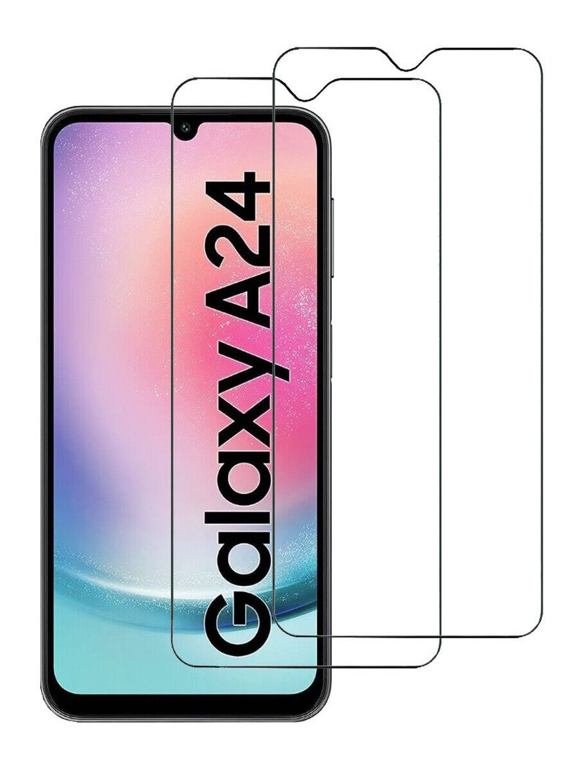 Super 2 Pieces Tempered Glass Screen Protector Clear Designed For Samsung Galaxy A24 Full Screen Coverage And Bubble Free - Image 1