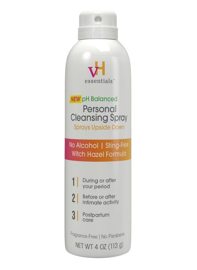 vH Essentials Personal Cleansing Spray Ph Balancing Lactic Acid Stingfree Witch Hazel Formula Fragrance Free Paraben Free Sprays Upside Down For Easy External Intimate Cleansing 4 Floz  - Image 1