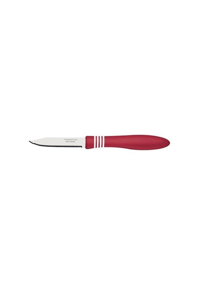 TRAMONTINA COR&COR Fruit Knife 7.62 cm - Ergonomic Red Handle, Stainless Steel Blade