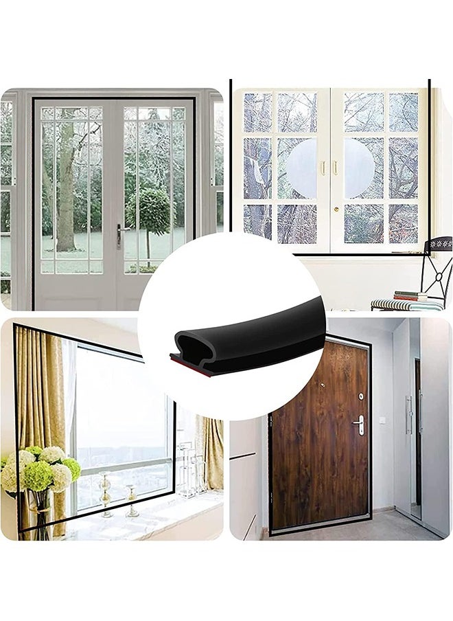 Generic - 19.7Feet Door Weather Stripping Door Seal Strip,Self-Adhesive Rubber Door Insulation Weather Strip for Window and Door Soundproofing D Shape,Weatherstripping for Door Frame Gap Blocker(Black) - Image 1