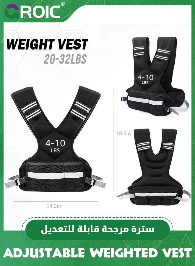 GROIC Adjustable Weighted Vest for Adult, 4-10lb Sports Vest with 6 Ironsand Weights, Weight Vest with Reflective Stripe for Workout, Strength Training, Running, Fitness, Muscle Building, Weight Loss - Image 2