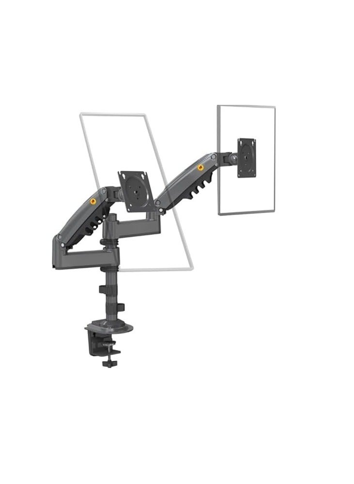 North Bayou NB H180 Dual Monitor Arm – 17" to 27" Screen Support – Gas Spring Lift – Ergoflex Professional Mount – Black - Image 1