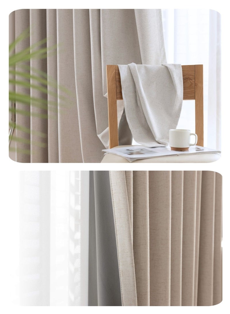 QBAID Blackout Curtain – 1 Piece | Natural Texture | Grommet, Hook & Back Tab Hanging Options - Image 4