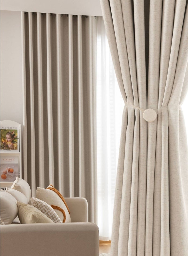 QBAID Blackout Curtain – 1 Piece | Natural Texture | Grommet, Hook & Back Tab Hanging Options - Image 1