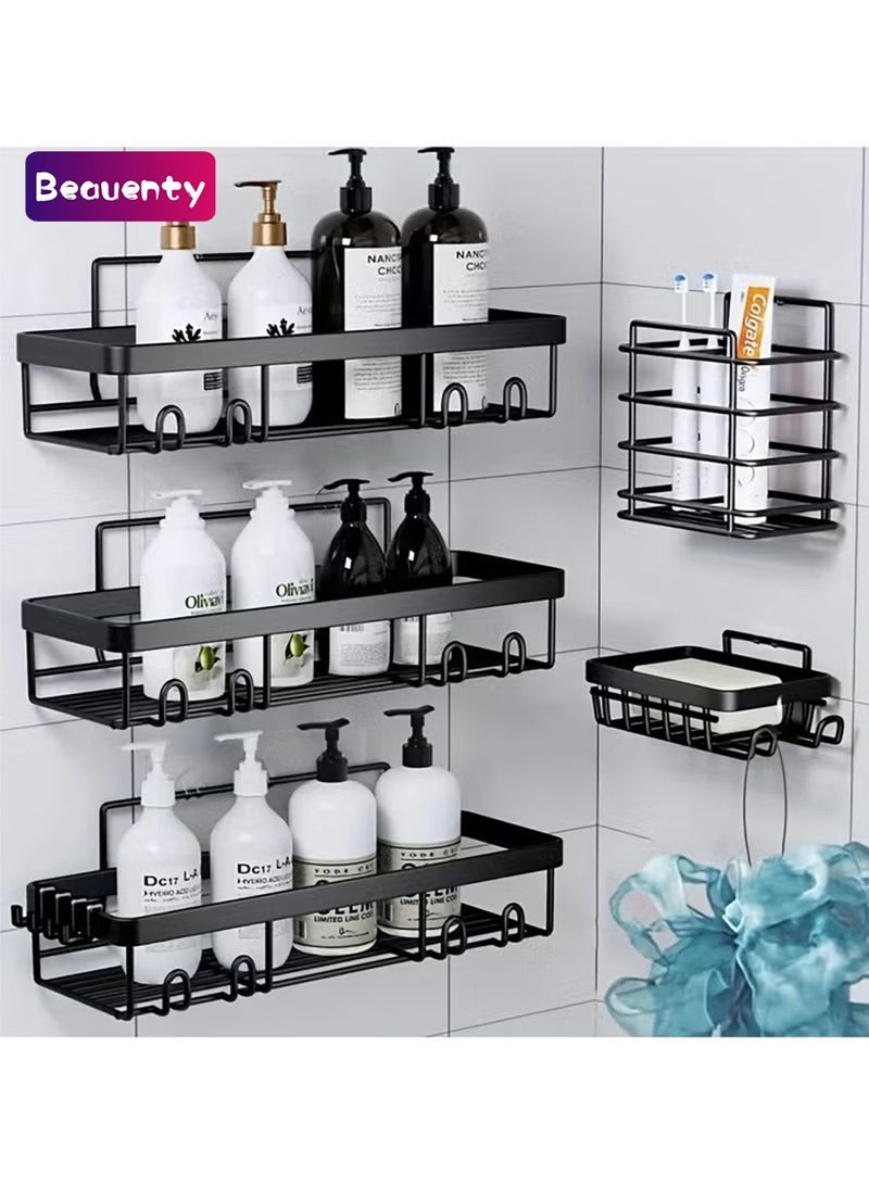 Beauenty 5-Pack Bathroom Organizer Bathroom Shelf, Shelf For Bathroom, No Drilling Rustproof Self-Adhesive Shower Shelves For Bathroom Storage - Image 1