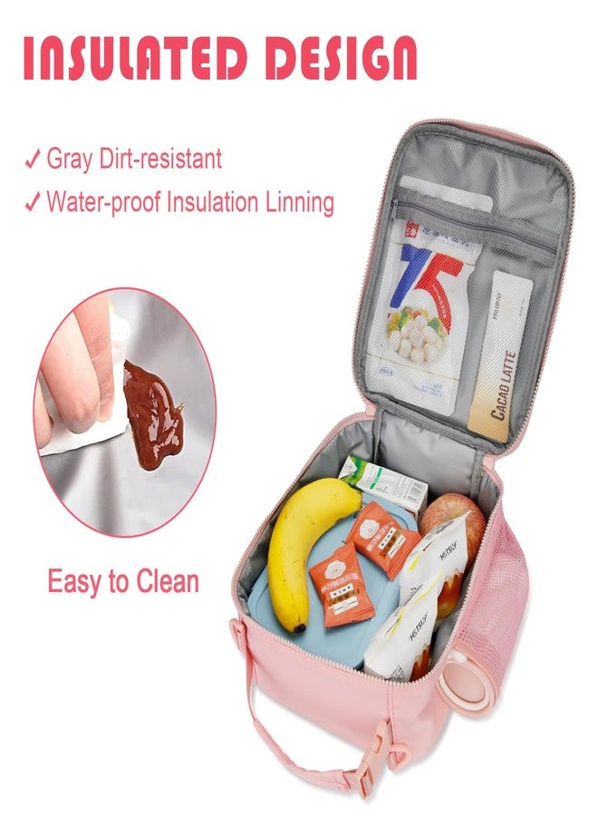CLOUDWINGS Initial Insulated Lunch Bag for Girls Kids, Back to School Gift, Reusable Leak-proof Lunch Box with Adjustable Strap for School Daycare Travel Picnic (Pink,E) - Image 5