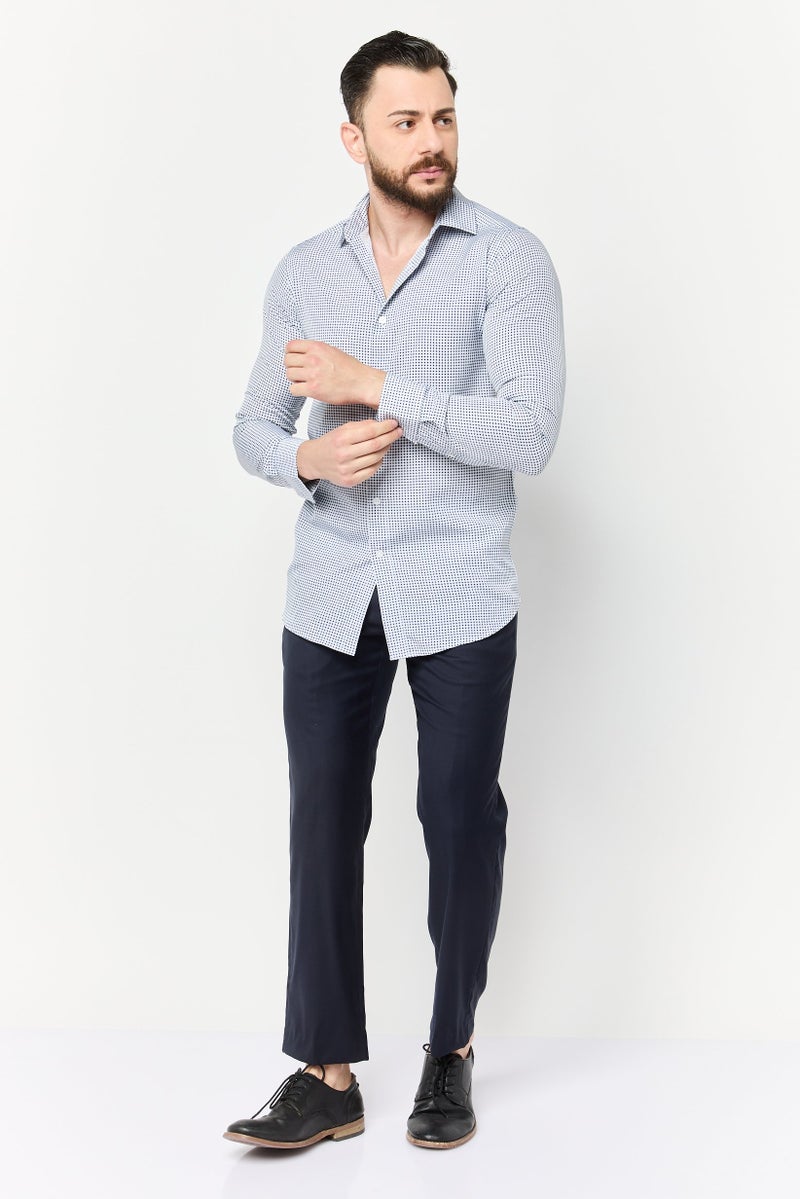 Scotch & Soda Men Modern Fit Micro Check Long Sleeves Dress Shirt, Multicolor - Image 2