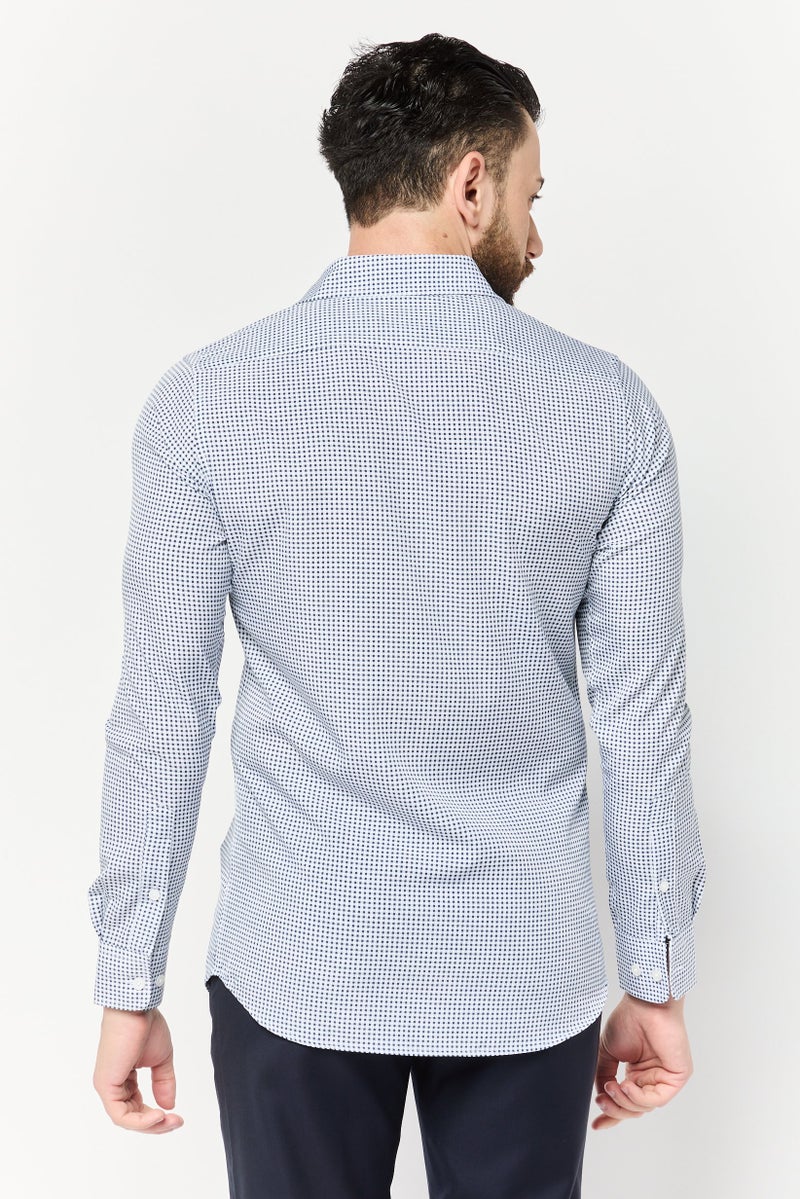 Scotch & Soda Men Modern Fit Micro Check Long Sleeves Dress Shirt, Multicolor - Image 4