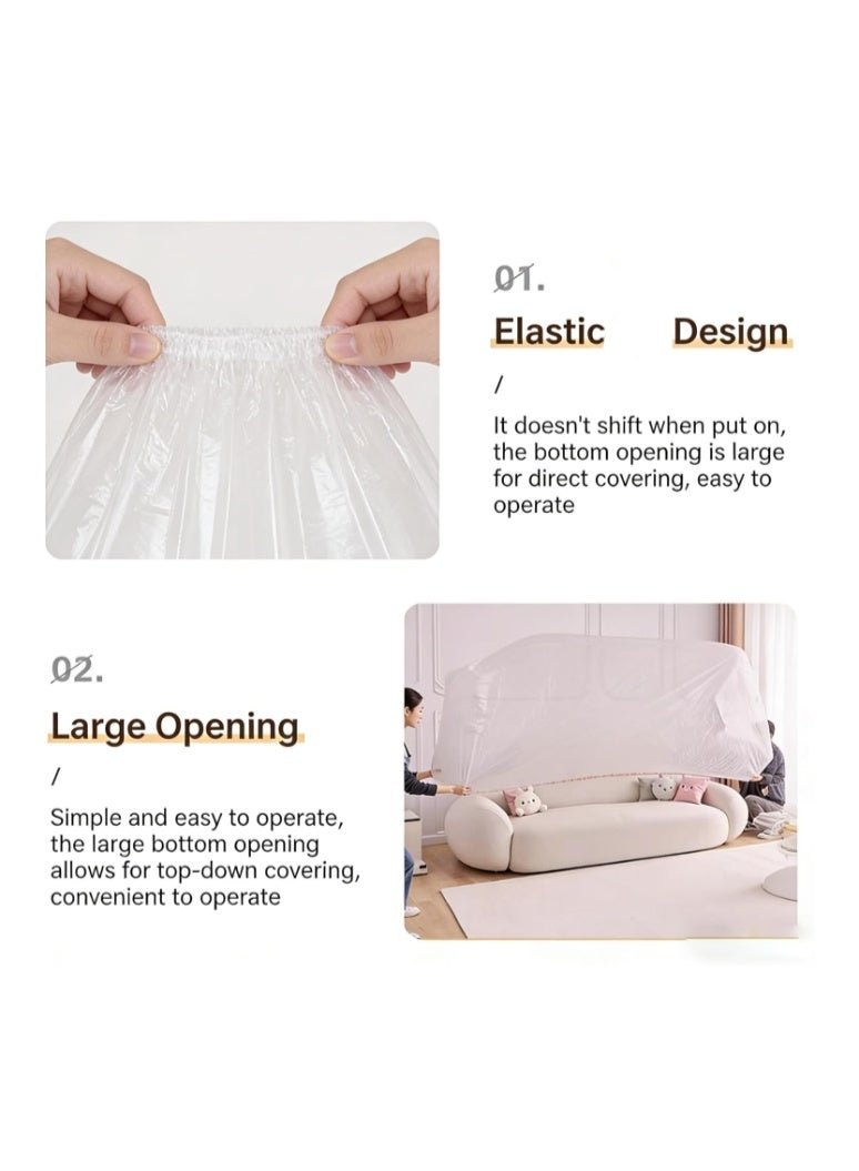 240X470CM Plastic Drop Cloths, Waterproof Anti-Dust Furniture Cover With Adhesive Strip, Thicken Painters Drop Cloth, Disposable Plastic Cover for Painting Protection, Large Anti Dust Clear Cover for Sofa Furniture Floor Wall Protection - Image 2