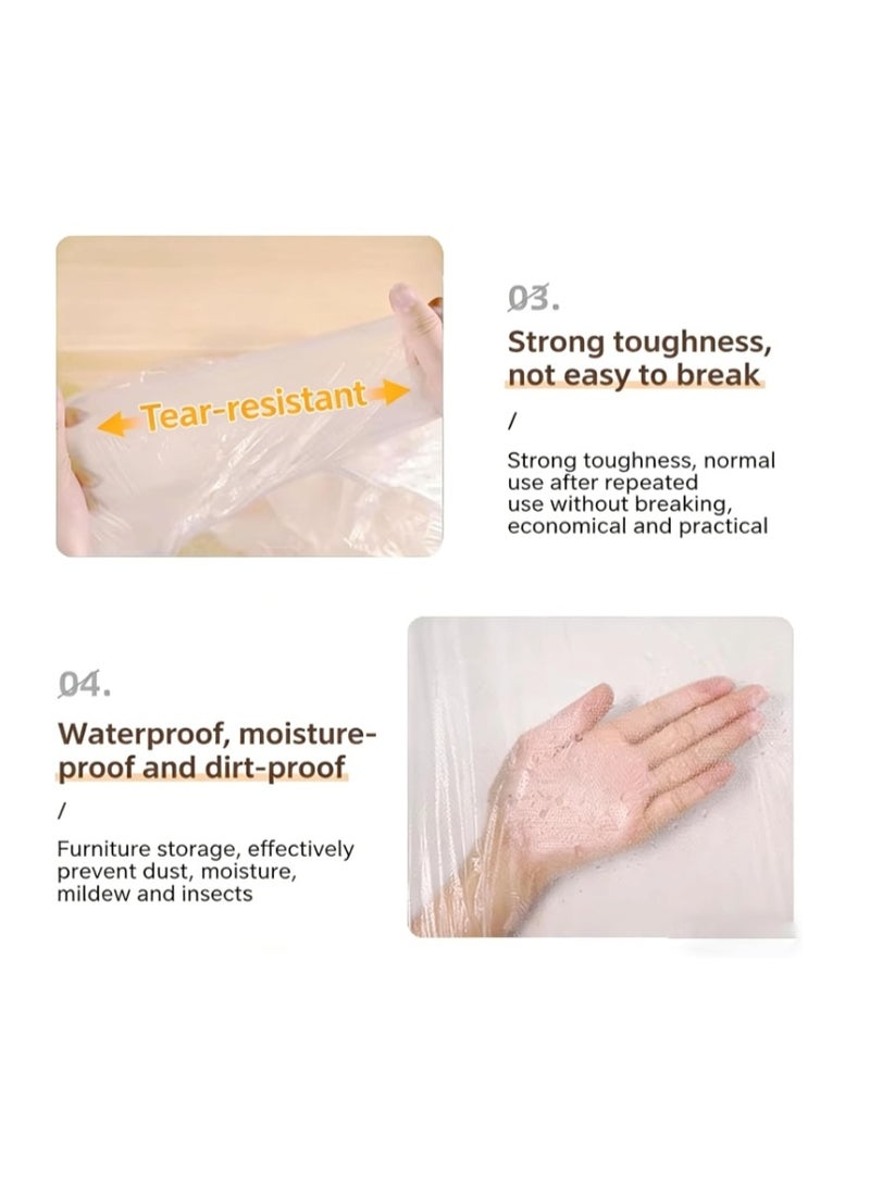 240X470CM Plastic Drop Cloths, Waterproof Anti-Dust Furniture Cover With Adhesive Strip, Thicken Painters Drop Cloth, Disposable Plastic Cover for Painting Protection, Large Anti Dust Clear Cover for Sofa Furniture Floor Wall Protection - Image 4