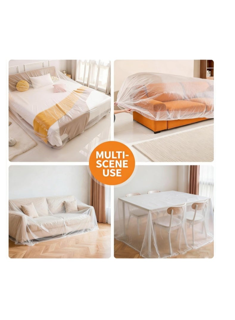 240X470CM Plastic Drop Cloths, Waterproof Anti-Dust Furniture Cover With Adhesive Strip, Thicken Painters Drop Cloth, Disposable Plastic Cover for Painting Protection, Large Anti Dust Clear Cover for Sofa Furniture Floor Wall Protection - Image 5