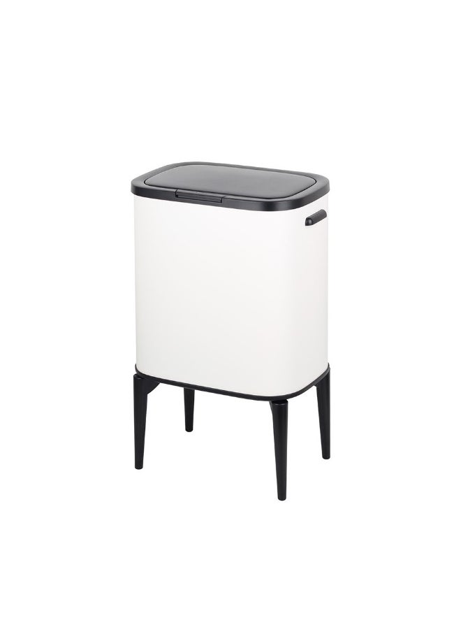 DANUBE HOME Danube Home Falcon 18L 2-Tier Recycle Bin - 42X28X64Cm Hand Press Soft Close Waste Disposal Bin With Inner Bucket Stylish White & Black Dustbin For Home & Office House Cleaning Accessories  - Image 2