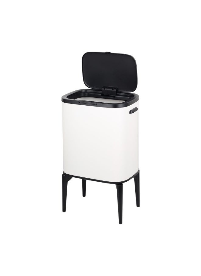 DANUBE HOME Danube Home Falcon 18L 2-Tier Recycle Bin - 42X28X64Cm Hand Press Soft Close Waste Disposal Bin With Inner Bucket Stylish White & Black Dustbin For Home & Office House Cleaning Accessories  - Image 3