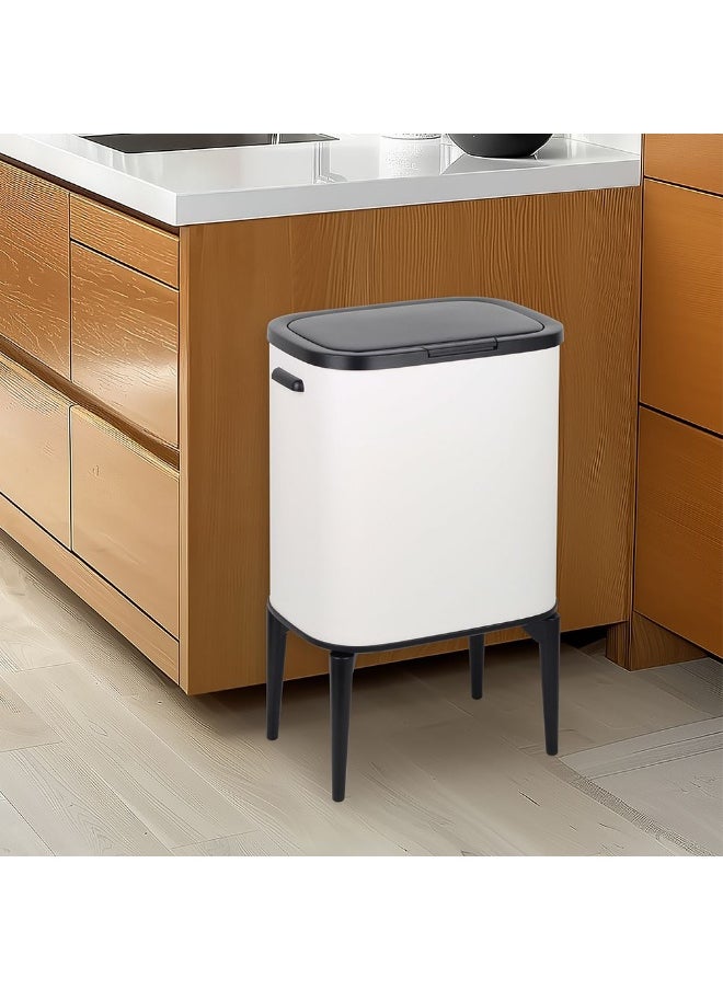 DANUBE HOME Danube Home Falcon 18L 2-Tier Recycle Bin - 42X28X64Cm Hand Press Soft Close Waste Disposal Bin With Inner Bucket Stylish White & Black Dustbin For Home & Office House Cleaning Accessories  - Image 1