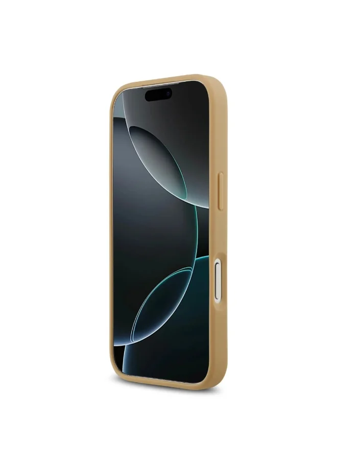 كارل لاغرفيلد جراب iPhone 17 Pro Max / غطاء خلفي من البولي يوريثان المحبب مع حامل بطاقات ونقشة مونوغرام - بني