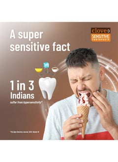 CLOVE Sensitive Toothpaste | Reduce Senstivity | Dual Action Toothpaste For Sensitivty & Bad Breath | Strengthens Enamel | Triclosan Free | Paraben Free | Peroxide Free | Mint, Pack Of 1 (100G)  - Image 4