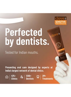 CLOVE Sensitive Toothpaste | Reduce Senstivity | Dual Action Toothpaste For Sensitivty & Bad Breath | Strengthens Enamel | Triclosan Free | Paraben Free | Peroxide Free | Mint, Pack Of 1 (100G)  - Image 3