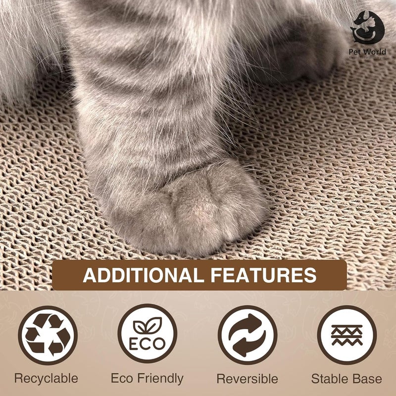 Pet World Cat Scratcher, a 2-in-1 Reversible Scratching Pad Recyclable Corrugated Scratch Toy with Wave Shape & 10ML Catnip Cat Scratch Lounge for Furniture Protection (38x21x4) Pack of 2 - Image 5