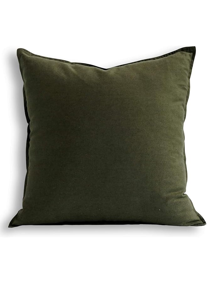 The Bros Decorative Cotton Linen Couch 26"x26" Throw Pillow Case Green for Sofa Durable Classy, Comfortable Cushion Cover (65 x 65cm), Olive Green - Image 1