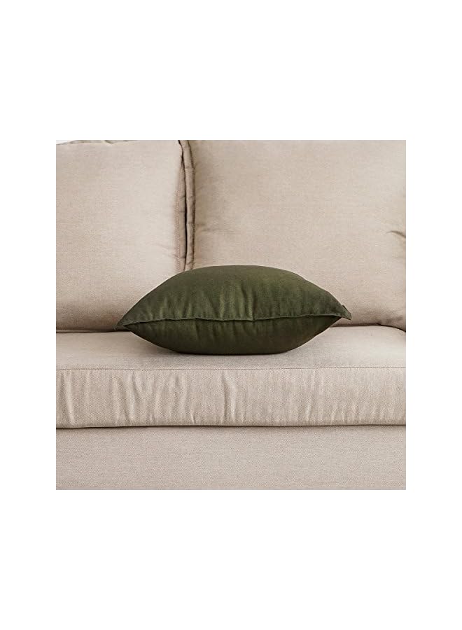 The Bros Decorative Cotton Linen Couch 26"x26" Throw Pillow Case Green for Sofa Durable Classy, Comfortable Cushion Cover (65 x 65cm), Olive Green - Image 3