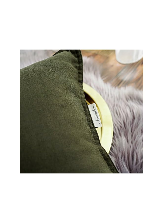The Bros Decorative Cotton Linen Couch 26"x26" Throw Pillow Case Green for Sofa Durable Classy, Comfortable Cushion Cover (65 x 65cm), Olive Green - Image 4