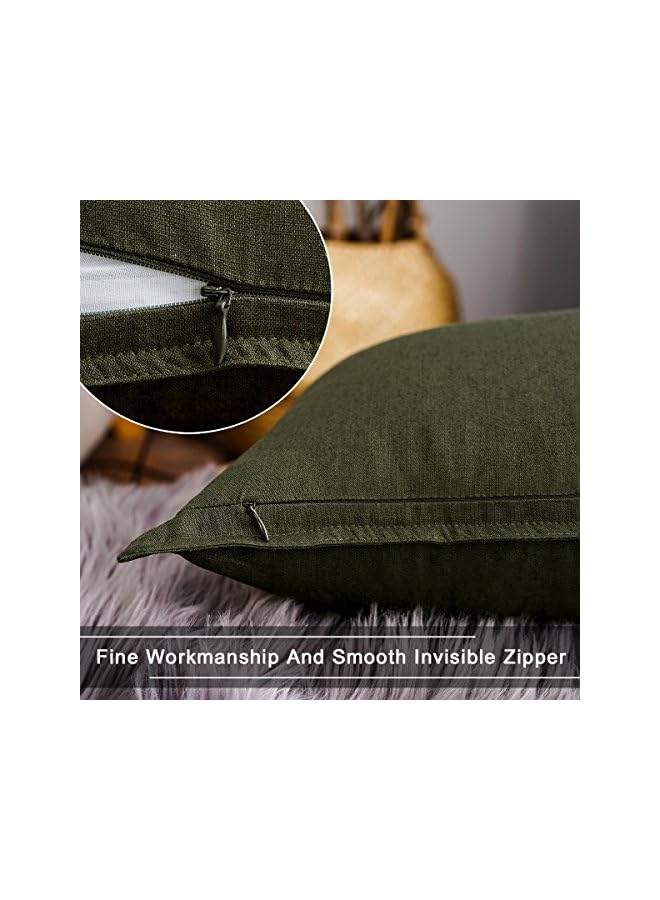 The Bros Decorative Cotton Linen Couch 26"x26" Throw Pillow Case Green for Sofa Durable Classy, Comfortable Cushion Cover (65 x 65cm), Olive Green - Image 5