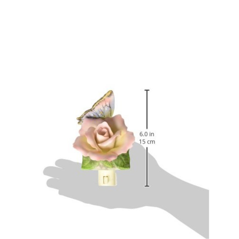 2127 Fine Porcelain Lighted Butterfly/Peace Rose Night Light, 3-Inch - Image 3