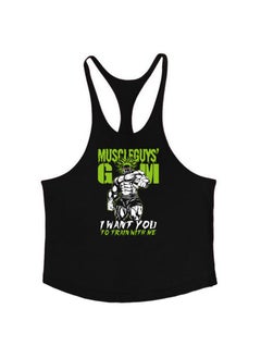 Generic Mens Pure Cotton Sports Vest Elasticity Fashionable European Size For Fitness Muscle Building Slimming Effect Black  - Image 1