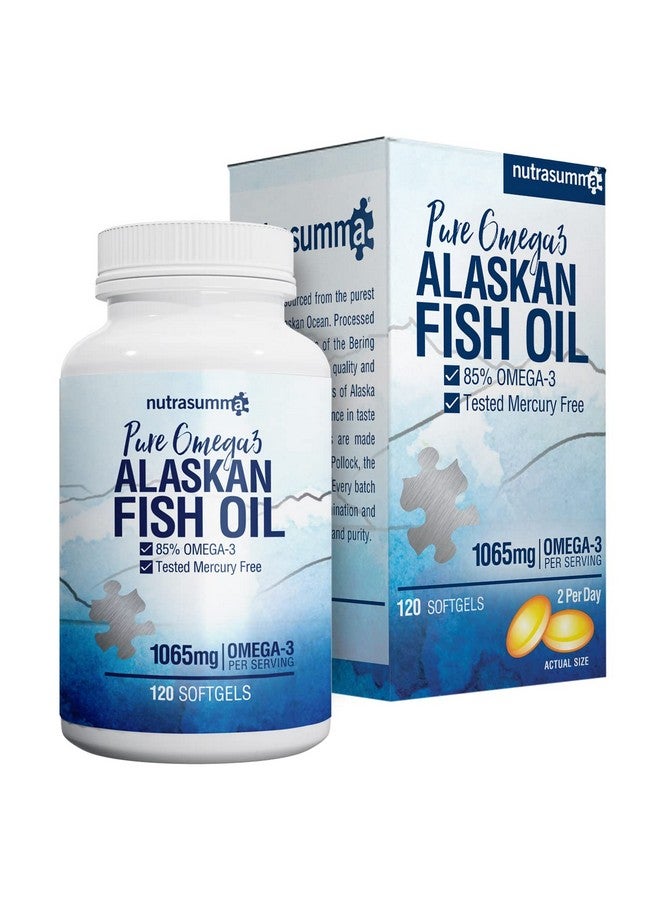 Nutrasumma Nutrasumma High Purified Omega 3 Supplement Wild Alaskan Fish Oil Burpless & No Fishy Taste, 650mg EPA &270mg DHA of 1250mg Fish Oil softgels, Gluten Free, Heart, Brain& Immune Support, 60 Servings  - Image 1