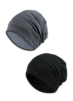 2 Pcs Slouchy Beanie Hat Baggy Skull Sleep Cap Thin Hip-hop Soft Stretch Knit Sleeping Hat Headwear Head Wrap Cap for Men Women