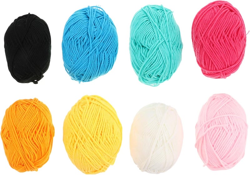 Lurrose 8Roll Milk Cotton Yarn for Knitting and Crocheting Soft Breathable Bulky Yarn for DIY Projects for Garments Scarves and Items Multi Color - Image 1