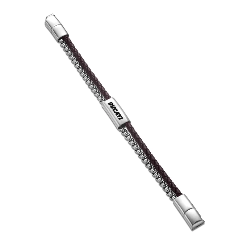 Ducati  Drifter Brown Leather with Silver Chain Bracelet for Men for Men | Best Price UAE
