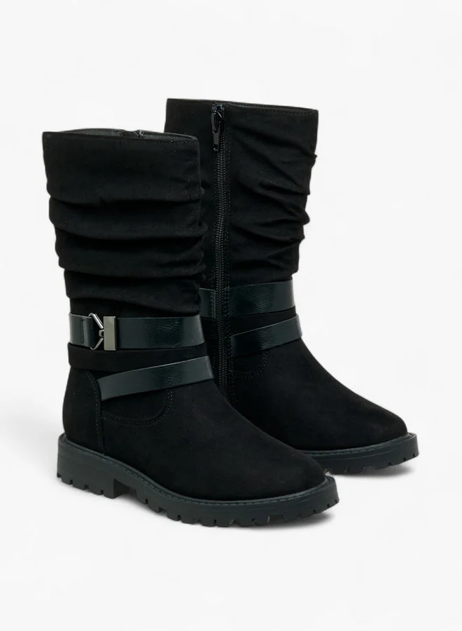 Strap Accent High Cut Boots with Zip Closure
