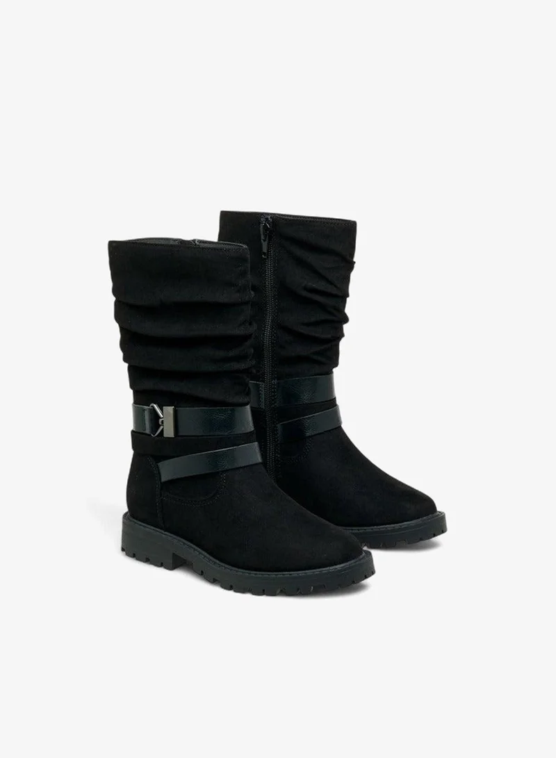 Strap Accent High Cut Boots with Zip Closure