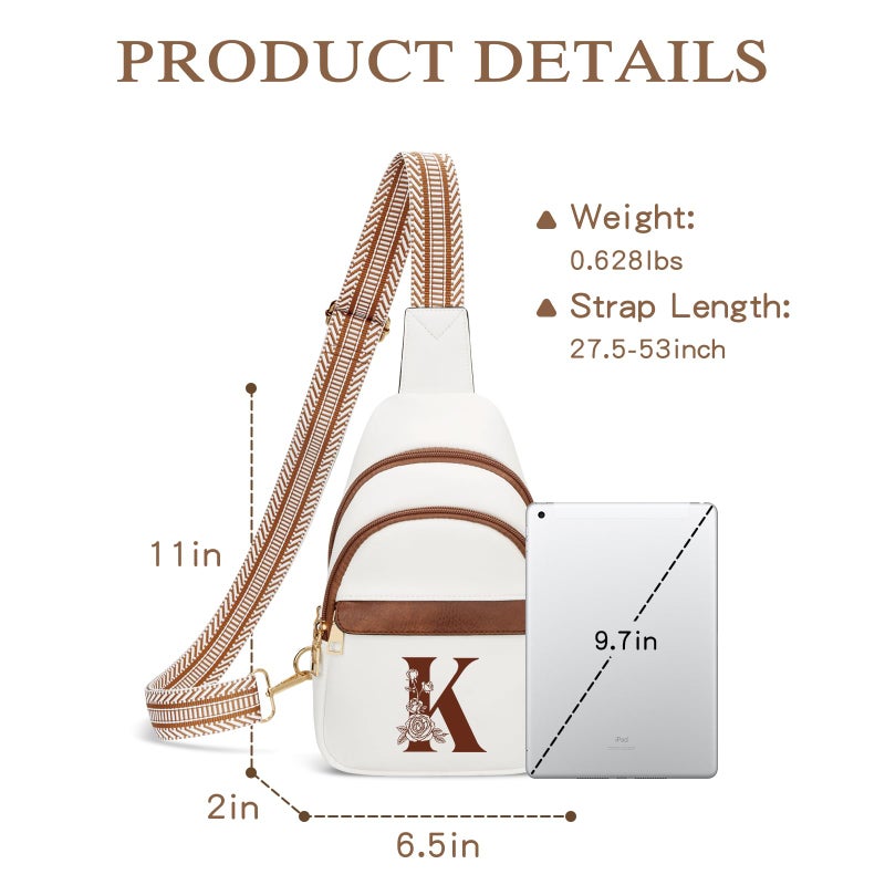 CLOUDWINGS Mom Gift Birthday for Women Crossbody Bags Sling Bag Fanny Packs for Women with Initial Letter Chest Bag, K - Image 5