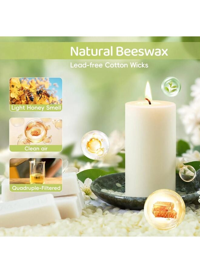 شموع شمع العسل العمودية - شموع شمع العسل العضوي، تدوم 172 ساعة، بدون رائحة، بدون تقطير أو دخان - عبوة من 6 قطع (2 × 4 بوصة) - Image 2